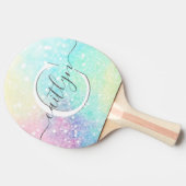 Raquette De Ping Pong Parties scintillant personnalisée Pastel Bokeh Mot (Côté)