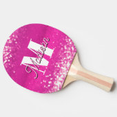 Raquette De Ping Pong Parties scintillant rose chaud Bokeh Monogramme (Côté)