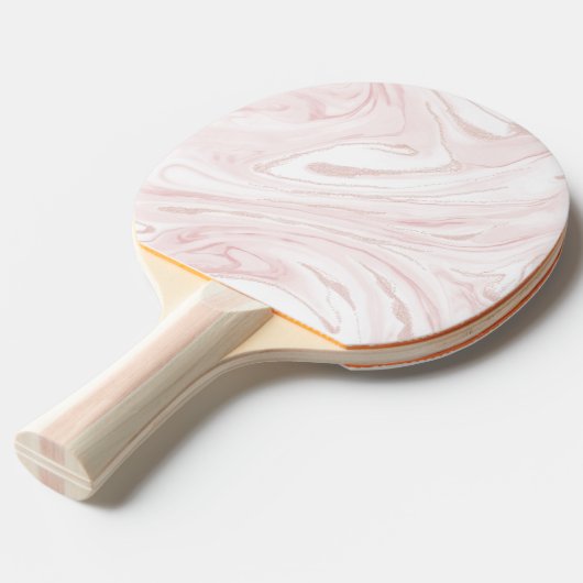 Raquette De Ping Pong Parties scintillant rose moderne marbre (Devant Angle)