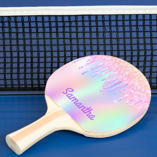 Raquette De Ping Pong Parties scintillant rose violet gouttes holographi (Insitu)