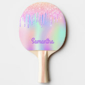 Raquette De Ping Pong Parties scintillant rose violet gouttes holographi (Dos)