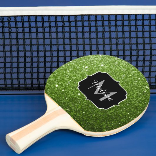 Raquette De Ping Pong Parties scintillant vert clair brille Monogram (Insitu)