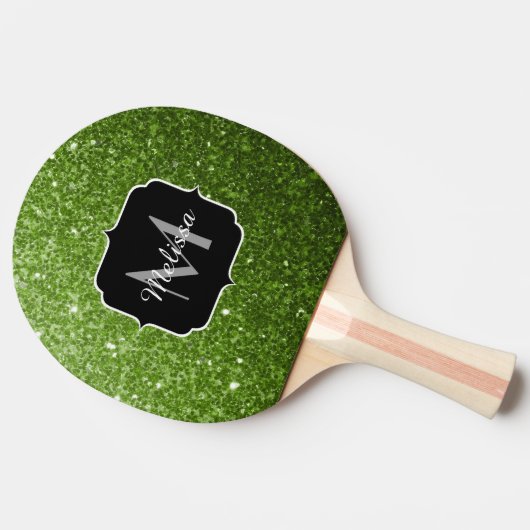 Raquette De Ping Pong Parties scintillant vert clair brille Monogram (Côté)