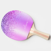 Raquette De Ping Pong Parties scintillant violet Glam Nom du monogramme  (Côté)