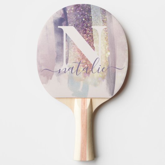 Raquette De Ping Pong parties scintillant violette rose brillant personn (Devant)