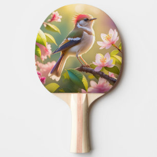 Raquette De Ping Pong Paruline à tête rouge et poitrine tamponnée, oisea