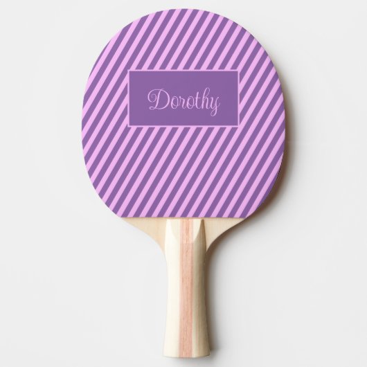 Raquette De Ping Pong Pastel Personnalisé rose et Lavande rayé (Devant)
