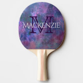 Raquette De Ping Pong Pastel Splatter | Monogramme rose violet bleu vert (Dos)