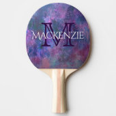 Raquette De Ping Pong Pastel Splatter | Monogramme rose violet bleu vert (Devant)