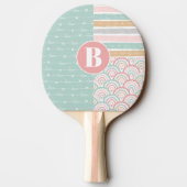 Raquette De Ping Pong Patchwork Heart Rainbow Monogram Ping Paddle (Dos)