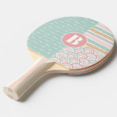 Raquette De Ping Pong Patchwork Heart Rainbow Monogram Ping Paddle (Devant Angle)