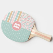 Raquette De Ping Pong Patchwork Heart Rainbow Monogram Ping Paddle (Côté)