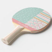 Raquette De Ping Pong Patchwork Heart Rainbow Name Ping Pong Paddle (Devant Angle)