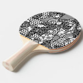 Raquette De Ping Pong Patchwork noir et blanc 03 de motif (Devant Angle)