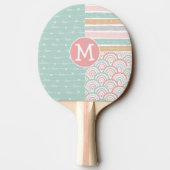 Raquette De Ping Pong Patchwork Rainbow Hearts Monogram Ping Pong Paddle (Dos)
