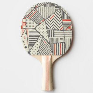 Raquette De Ping Pong Patchwork rétro : Conception géométrique Abstraite