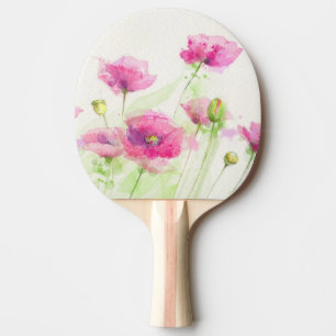 Raquette De Ping Pong Pavots peints 3 d'aquarelle