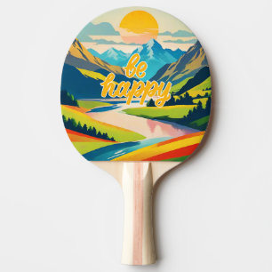 Raquette De Ping Pong Paysage de la montagne Retro