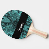 Raquette De Ping Pong Peau de serpent bleu texturé (Côté)