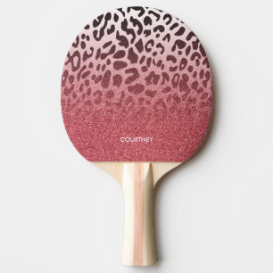 Raquette De Ping Pong Peau rose de léopard de parties scintillantes