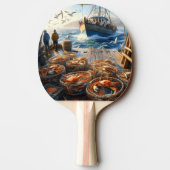 Raquette De Ping Pong Pêcheurs à la Twilight ramassant des crabes (Dos)