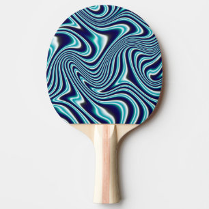 Raquette De Ping Pong Peinture au marbrage à fluide bleu