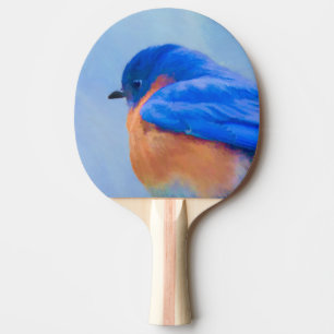 Raquette De Ping Pong Peinture Bluebird - Art original pour oiseaux