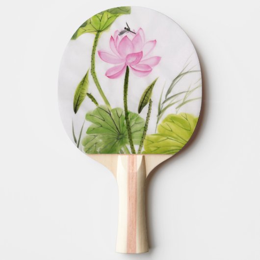Raquette De Ping Pong Peinture d'aquarelle de la fleur de Lotus 2 (Devant)