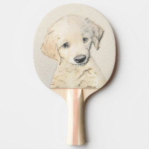 Raquette De Ping Pong Peinture de chiot d'or Retriever - Art de chien or