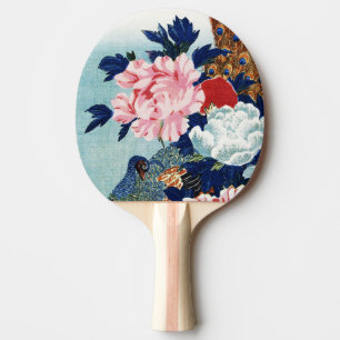 Raquette De Ping Pong Peinture de fleurs de paon et de pivoines vintage