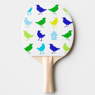 Raquette De Ping Pong Peinture d'oiseaux colorés par Chariklia Zarris