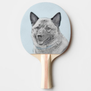 Raquette De Ping Pong Peinture norvégienne Elkhound - Art original Chien