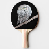 Raquette De Ping Pong Peinture sur la Chouette neigeuse et la Lune - Art (Dos)