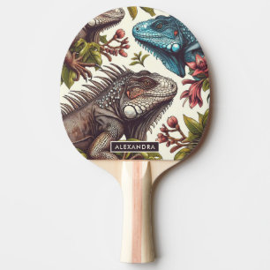 Raquette De Ping Pong Peinture vintage Iguana sans fil