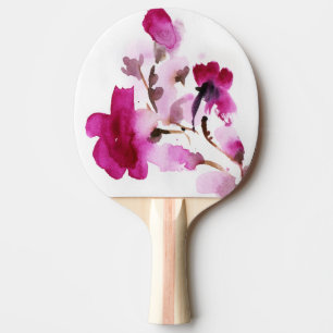 Raquette De Ping Pong Peintures florales abstraites 4 d'aquarelle