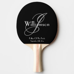 Raquette De Ping Pong Père de la mariée Monogramme Gris Classique Écritu