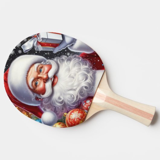 Raquette De Ping Pong Père Noël classique avec présent & ornements (Côté)