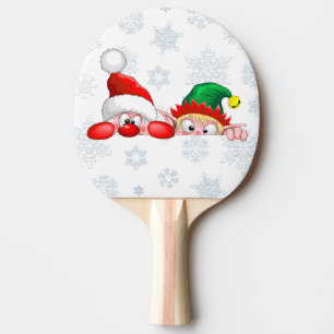 Raquette De Ping Pong Père Noël et Elf Cute et drôle Caractères Pékin