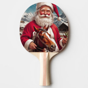 Raquette De Ping Pong Père Noël et son cheval des Rocheuses
