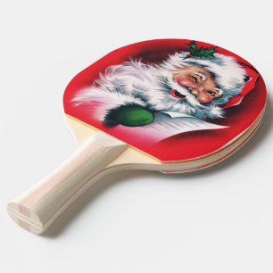 Raquette De Ping Pong Père Noël vintage, Joyeux Noël, heureux Père N
