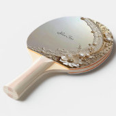 Raquette de ping pong perles fleurs blanches moder (Devant Angle)