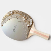 Raquette de ping pong perles fleurs blanches moder (Côté)