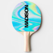 Raquette De Ping Pong Personalized Cool Cute Name Holographic Wave (Devant)