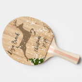 Raquette De Ping Pong Personalized doe Christmas bauble wooden backgroun (Côté)