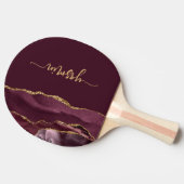 Raquette De Ping Pong Personalized Signature Burgundy Gold Agate (Côté)