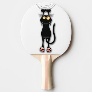 Raquette De Ping Pong Personnage de chat drôle qui gratte le tissu
