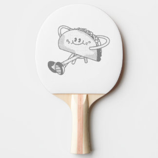 Raquette De Ping Pong Personnage de mascotte de taco vert mignon qui mar