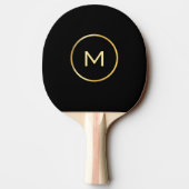 Raquette De Ping Pong Personnalisé Monogramme Or Élégant Modèle noir (Dos)