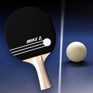 Raquette De Ping Pong Personnalisé Nom de police moderne sur le noir