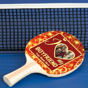 Raquette De Ping Pong Personnalisé Valentines Coeur Photo J'aime Mon cop